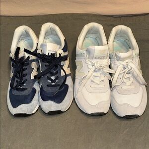 New Balance 574 Women's Sneakers - Navy and White Duo - 2 Pairs
